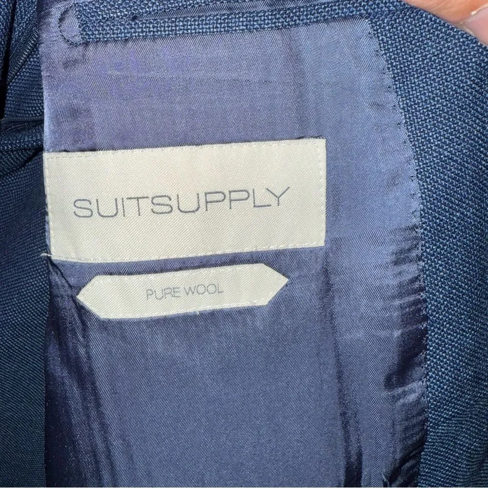 Suitsupply Havana Blue Hopsack Wool Suit 44S Reda Fabric Pants 37x28 As-Is